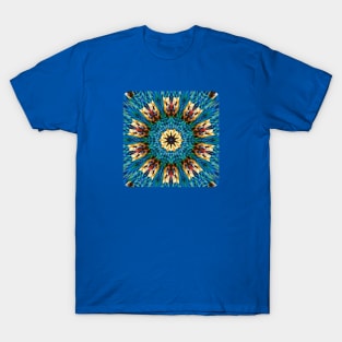 Beautiful blue green and gold circular design T-Shirt